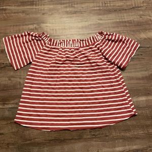 Women’s Maroon and White Striped Blouse from Everly at Francesca’s size: S